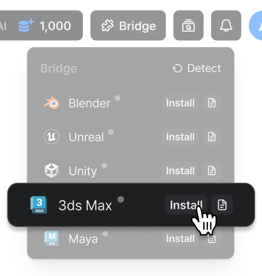 Download the 3ds Max bridge plugin from VARCO 3D Studio