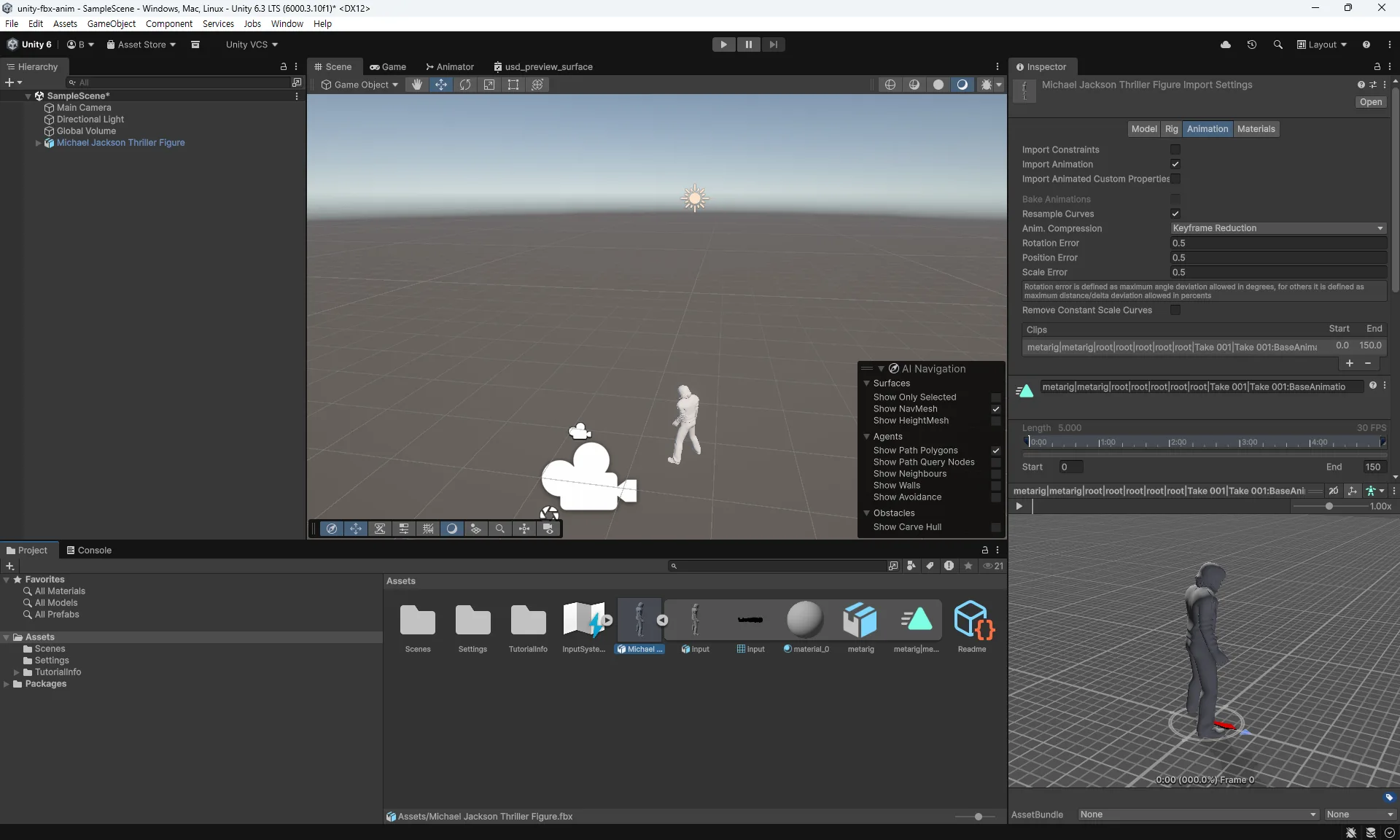 Unity Project 창에 가져온 FBX 에셋