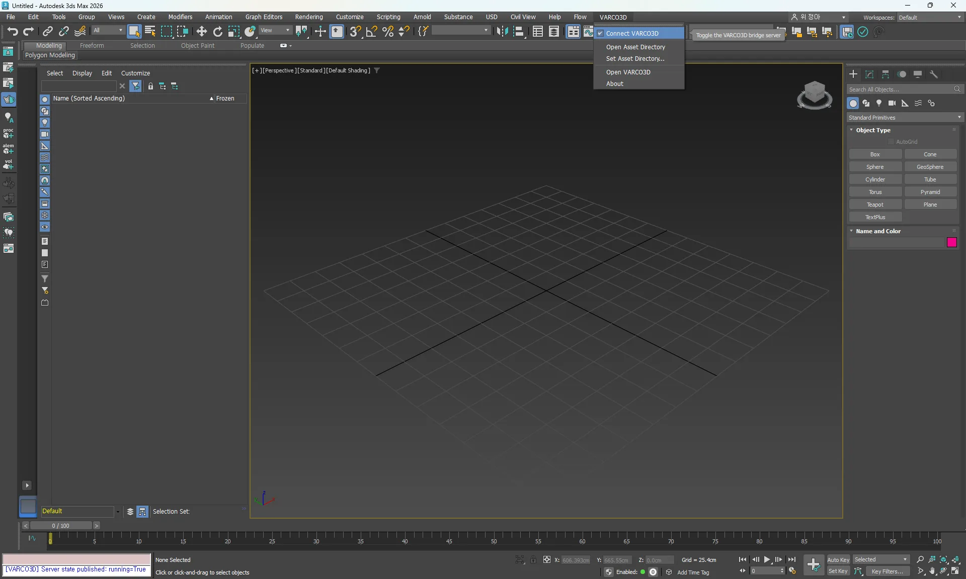 VARCO3D menu in 3ds Max top menu bar